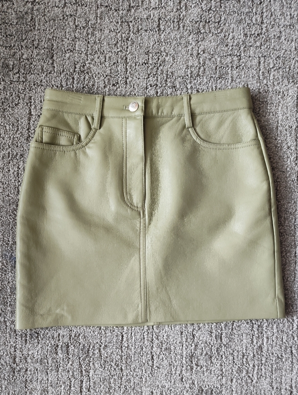 Green Faux Leather Mini Skirt